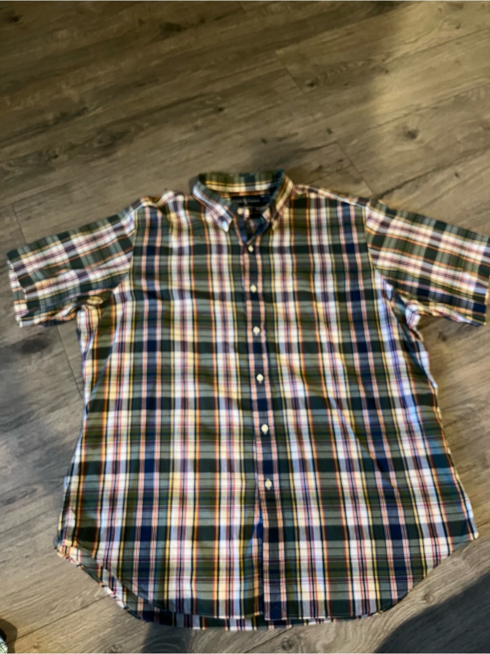 Ralph Lauren Short-Sleeve Plaid Button-Down Shirt - Green, Blue, White